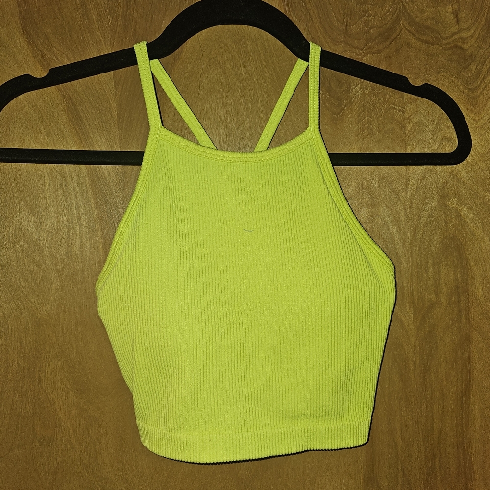 JOY LAB Neon Yellow Ribbed Crop Top EXTRA SMALL